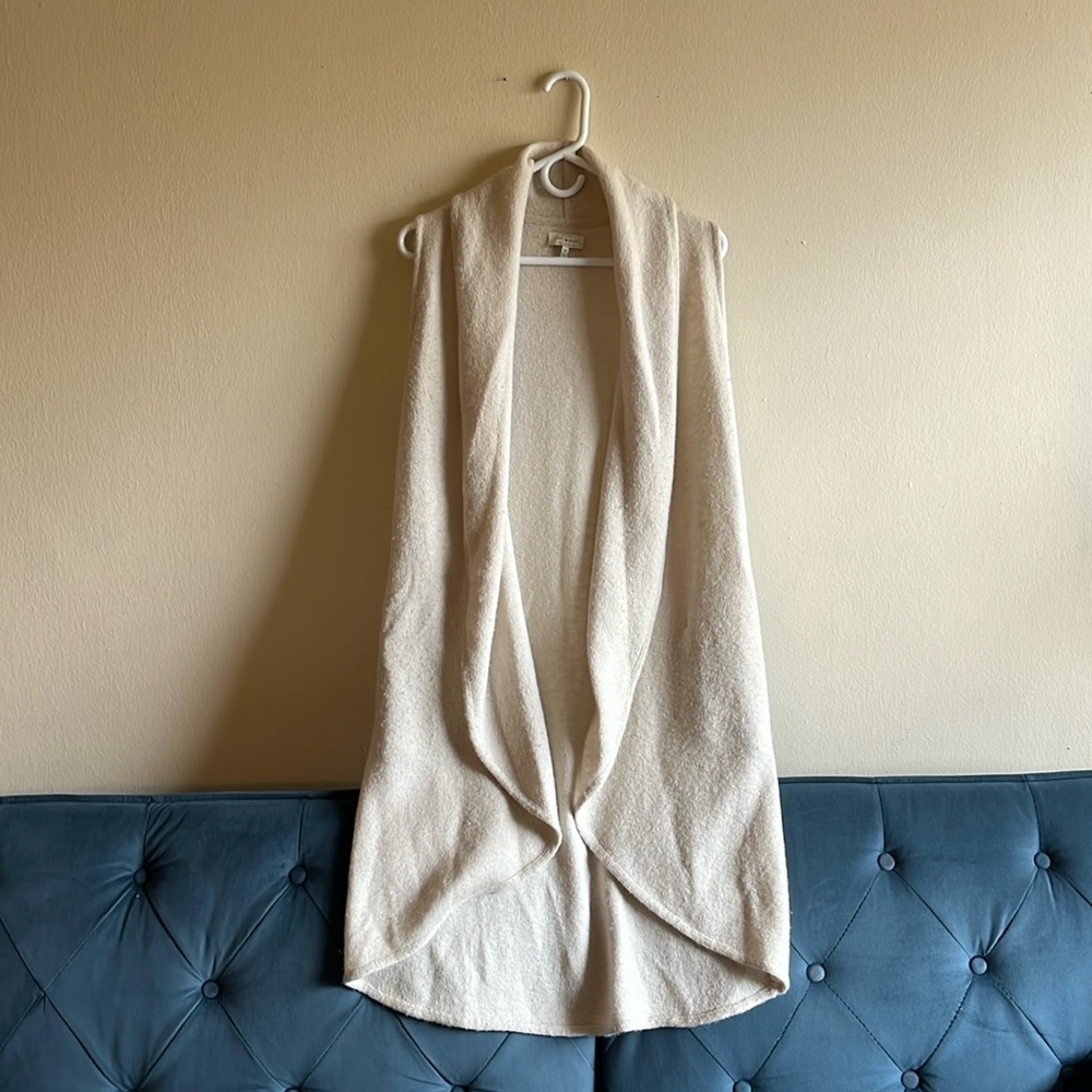Lucky Brand Off-White Long Sweater Vest with Pockets